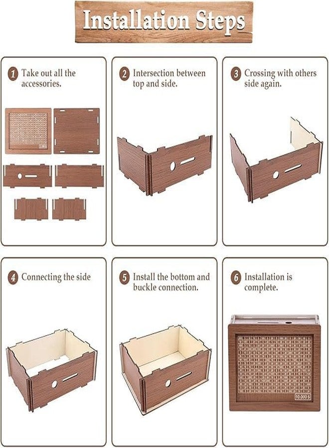 TECH LOGO ELECTRONICS حصالة نقود خشبية من TECH LOGO ELECTRONICS، صندوق نقود، صندوق عملات معدنية للأطفال، صندوق تحدي الادخار، صندوق نقود، خزنة نقود، صندوق ادخار خشبي، حصالة نقود خشبية - Image 2